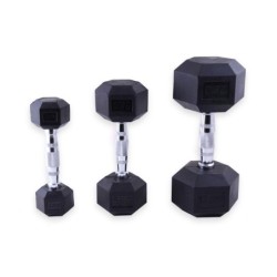 Mancuernas Hexagonales Goma Negro