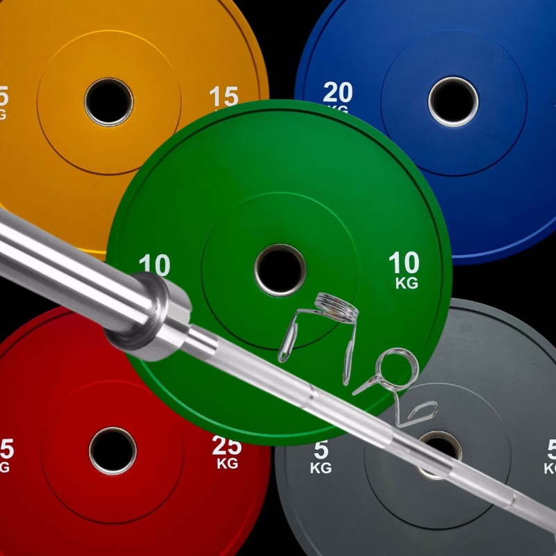 Set de Discos y Barra Olímpica 100/150 kg