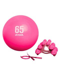 Kit ZIVA Chic Funcional | Kettlebell 8 kg + Balón 3 kg + Comba 2